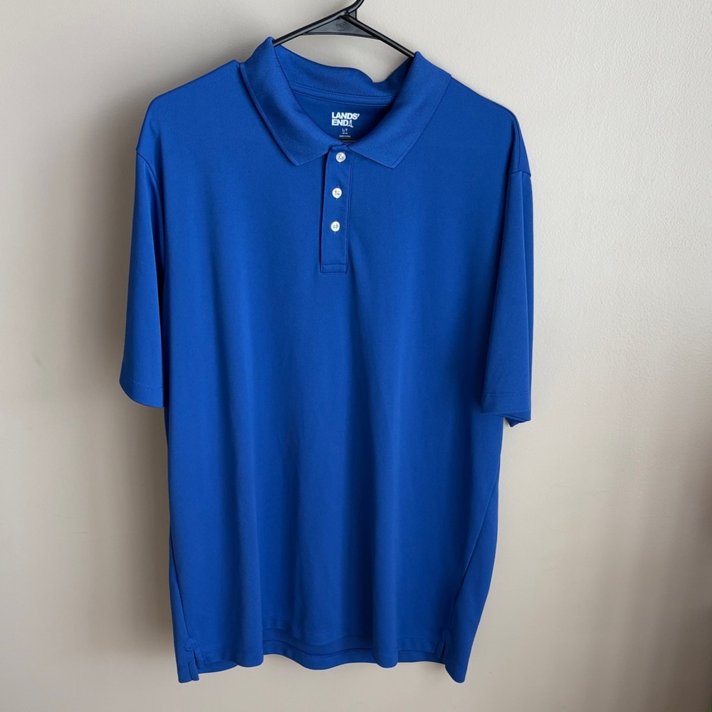 Lands End Men’s LT Large Tall polo golf shirt short sleeve royal blue polyester
